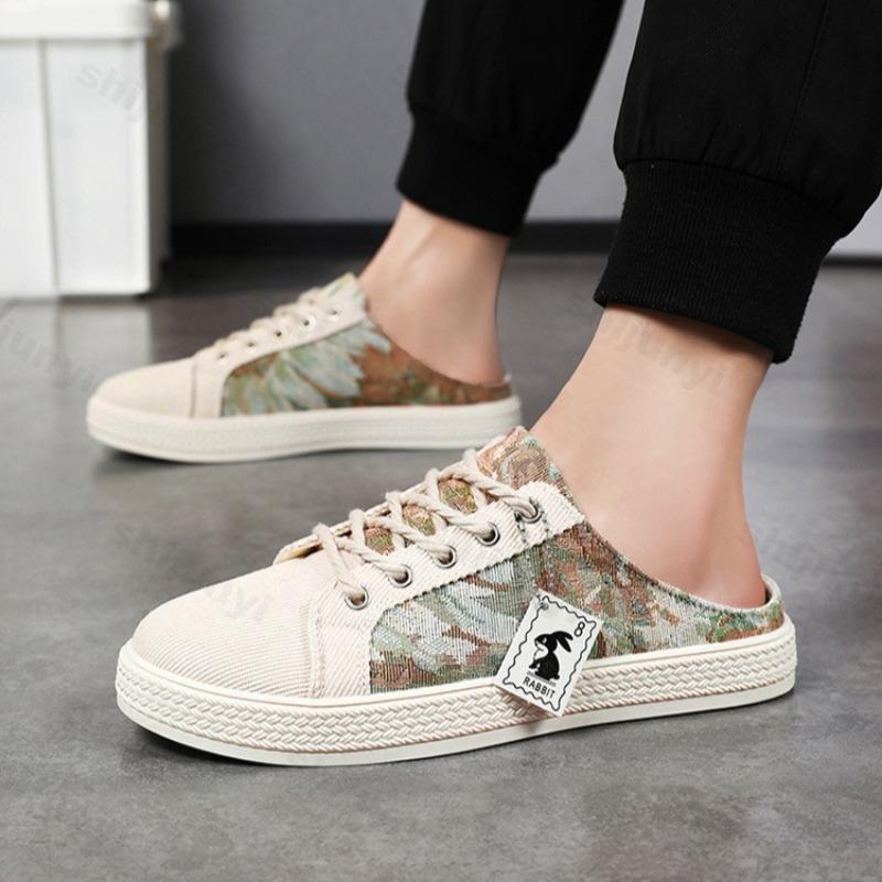 Fashion Men Slippers Mules Slip-resistant Casual Sandals Elegant Designer Luxury 2025 Summer Breathable Moccasins Men Half Slippers