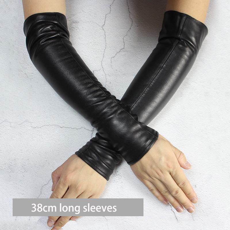 

38 см Довгі безпалі рукавички з овчини Жіночі рукавички з половиною пальця Модні жіночі Універсальні Осінні Теплі Шкіряні Рукавички 7 1/2