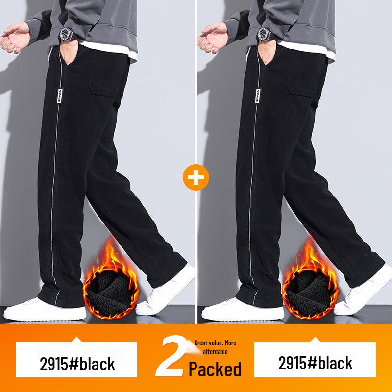 Men's Fleece-Lined Wide-Leg Sweatpants, Winter Sports Casual Pants for Spring/Autumn 2025