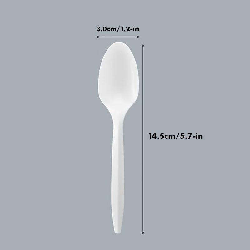 

300/100Pcs Plant Starch Disposable Spoons, 5.7-Inch Bio-based Food Spoons for Parties Camping Weddings 100Pcs