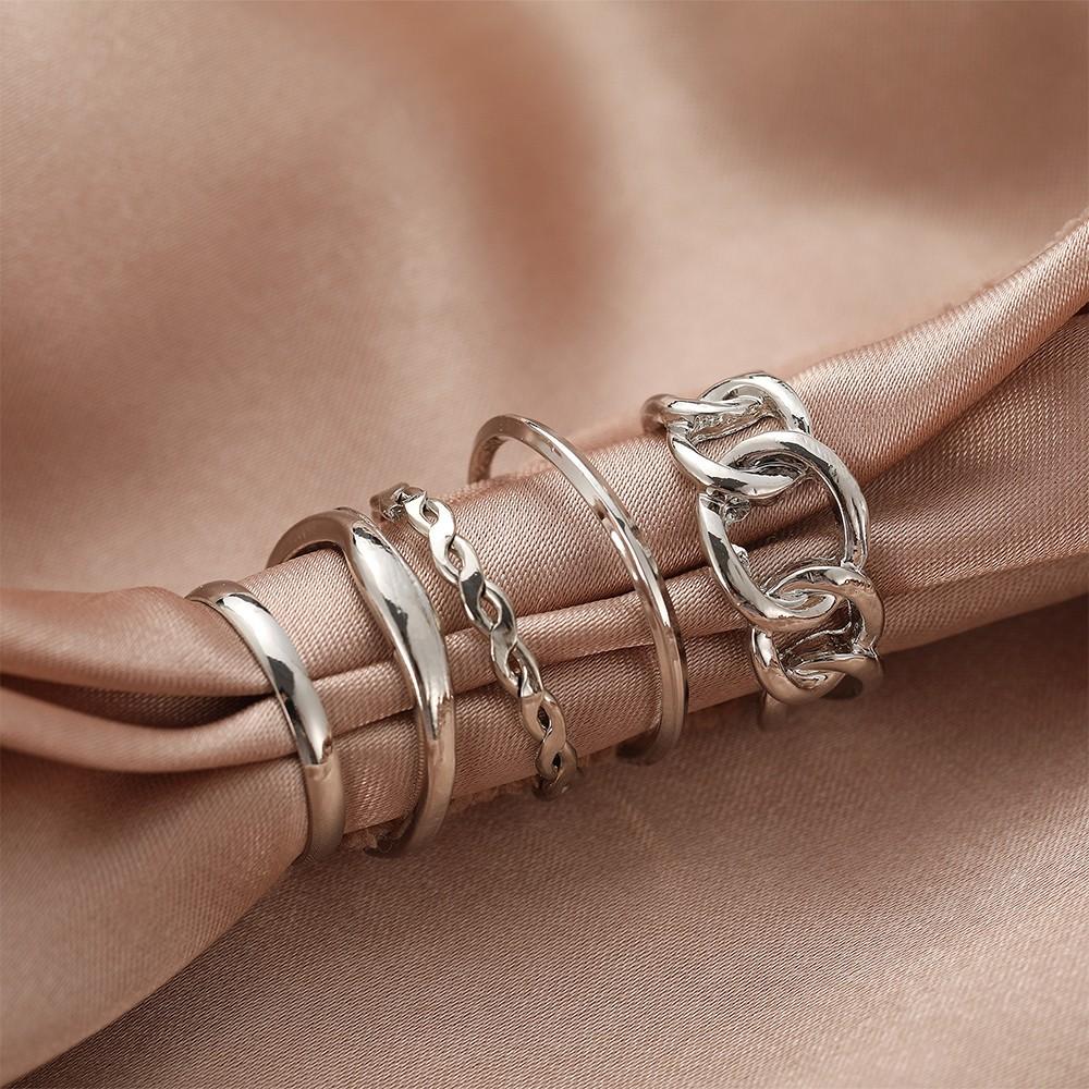Punk Snake Gothic Silver Color Finger Ring Set 6PCS For Women  Heart Butterfly Wing Angel Wings Cupid Charms Rings Jewelry