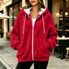 Sweat à capuche zippé pour femme, manches longues, coupe ample, veste décontractée de couleur