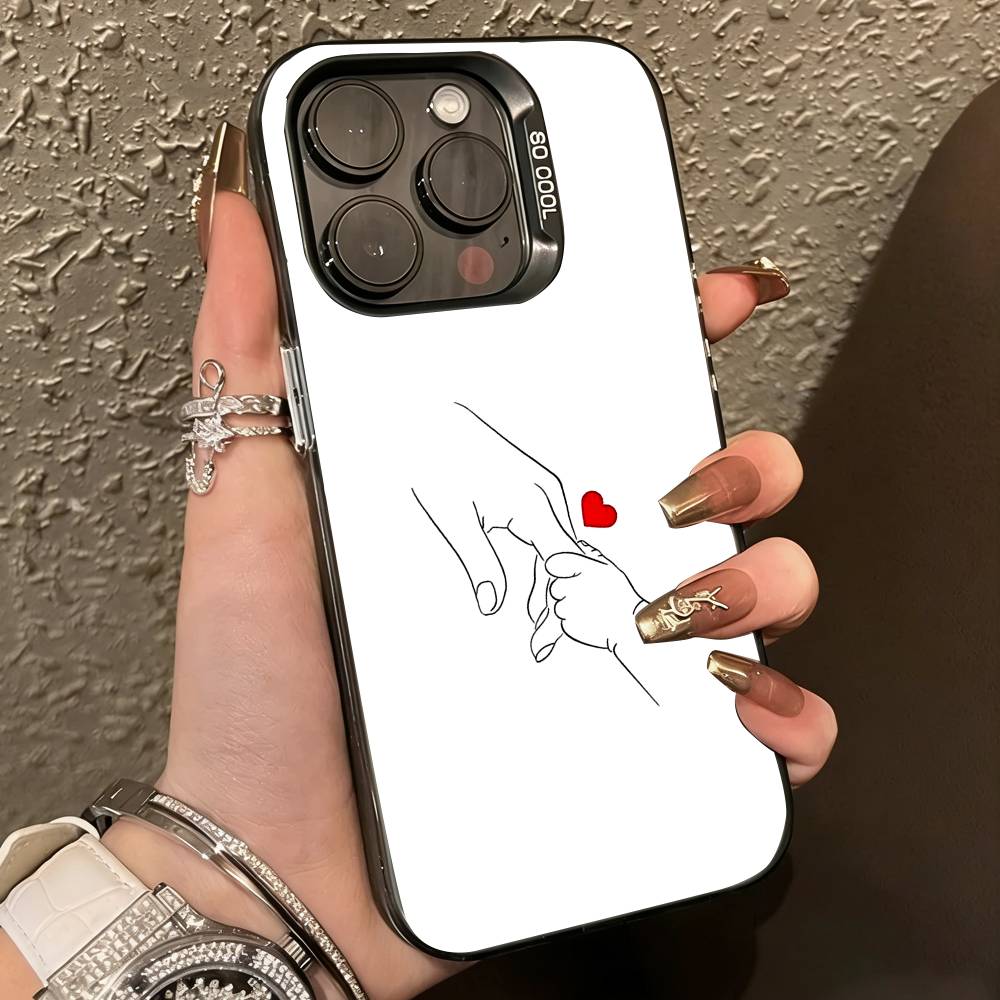B-Baby Mom daughte Son Dad Hand Phone Case For iPhone17,16,15,14,13,12,11 Plus,Pro Max,XS,Colorful Silver Phone case Funda Cover