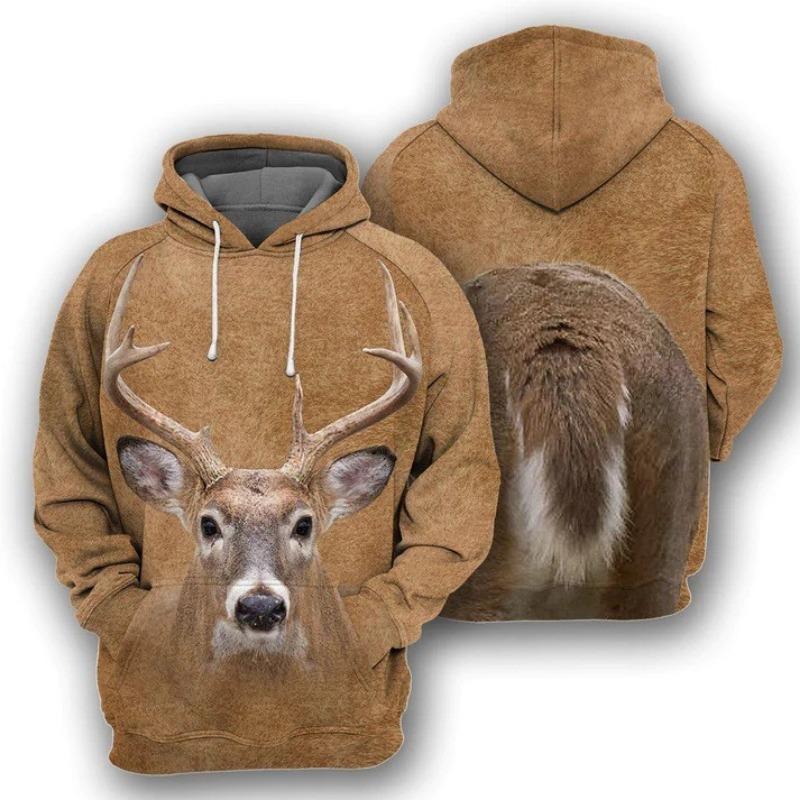 3D Eternal Love Heren Hoodie Losse Casual Lange Mouw Modieus 3D Dierenprint XXL