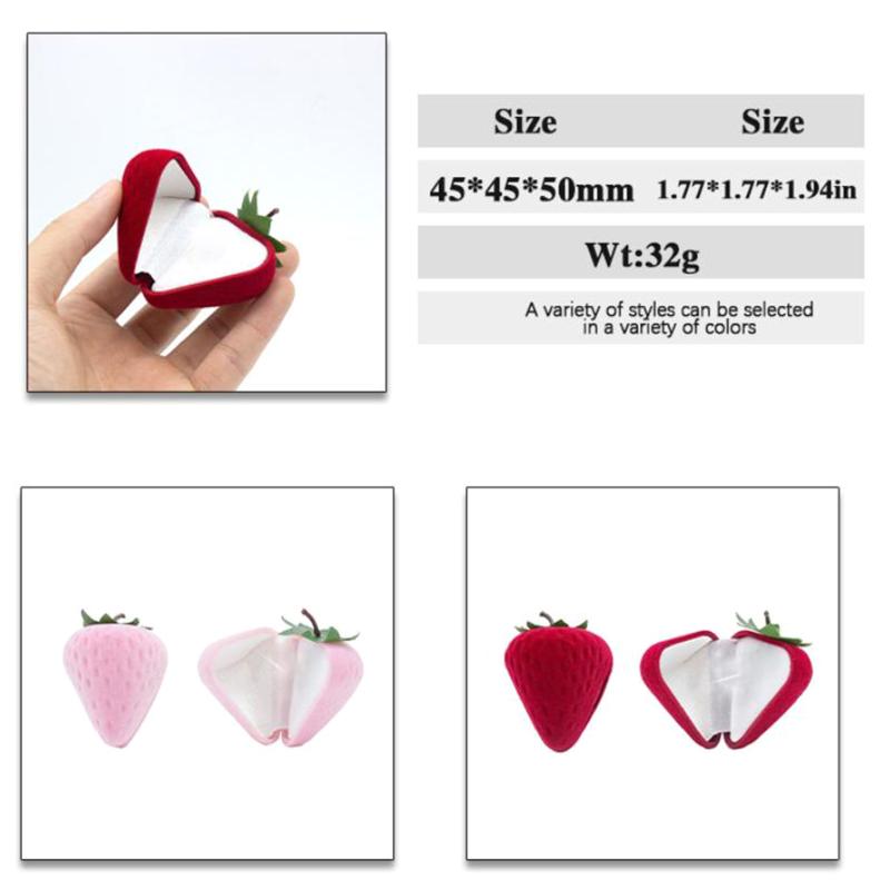 Süße Erdbeer-Ringschachtel, Erdbeerförmige Samt-Ringschmuck-Aufbewahrungsbox, Geschenkbox, Ring-Ohrring-Schmuck-Theken-Display-Requisiten