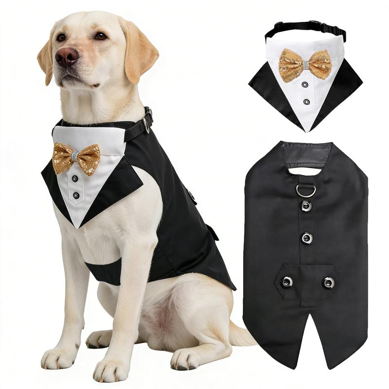 SucadoNew Pet Suit Tuxedo with Bow Tie and Scarf, Pet Costume Apparel for Birthday Parties Weddings and Photos for Dogs