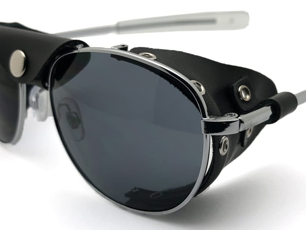 [SPEED ADDICT] LEATHER SIDE COVER PILOT SUNGLASS Silver X Smoke Vintage Aviator Style Windproof Dustproof Motorcycle Goggles Domestic Regular Item