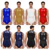 Men’s Waterproof Swim Jumpsuit S-3XL Sleeveless Back Zipper Elastic Waist Open Crotch with Buttons for Nightclub Pool
