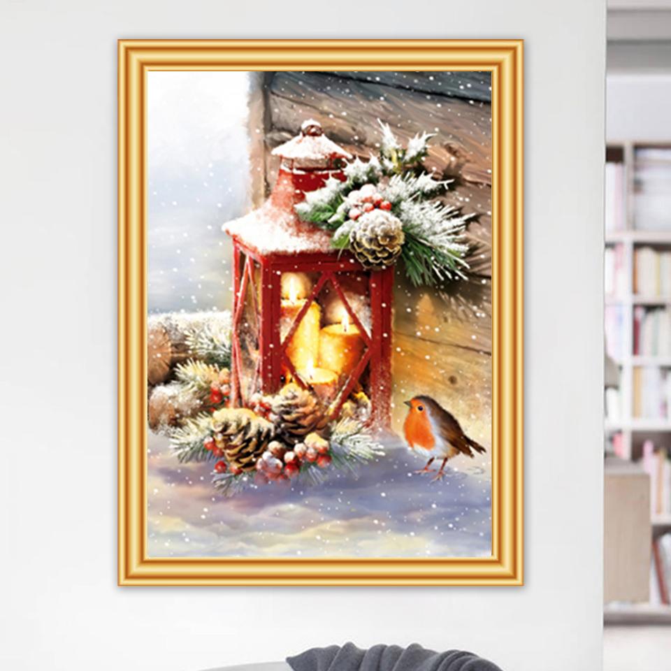 5D DIY Diamond pictura Crăciun cadou pasăre zăpadă copac cruce cusătură plină de dril pătrat broderie mozaic iarnă imagine Home decor