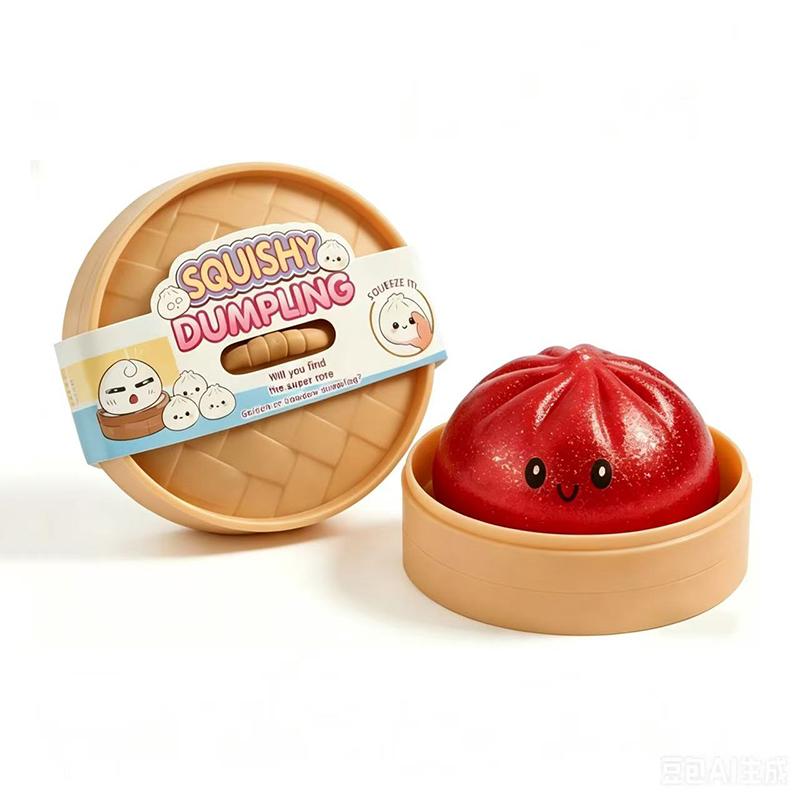 Nieuwe Glitter Dumpling Glitter Dumpling Squishy met Doos Dumplings Sensorisch Knijpspeelgoed voor Stressverlichting S