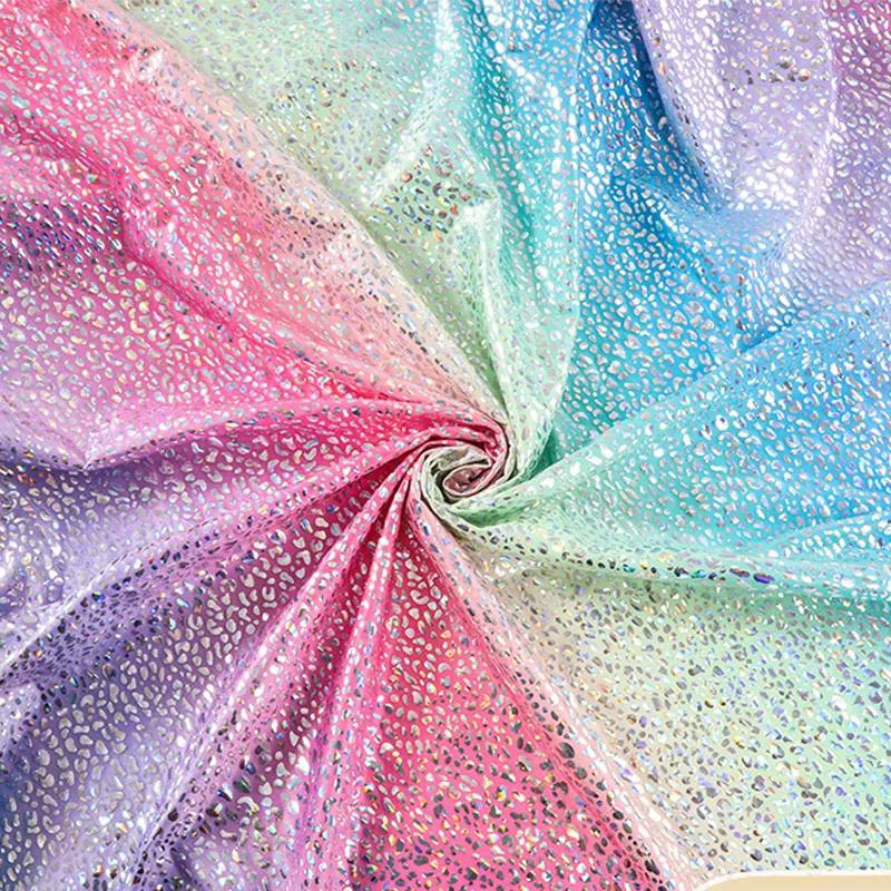 

100X150 см Блестящая Лазерная Полиэстеровая Ткань Стрейч Пайетки Переливающаяся Голографическая Ткань для Свадебной Вечеринки Материал для Одежды для Кукол 100X150cm