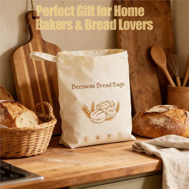 ABBP-Beeswax Lined Reusable Bread Storage Bag, Large Zip-Seal Bread Bag For Homemade & Sourdough Bread, For Bread Freshness