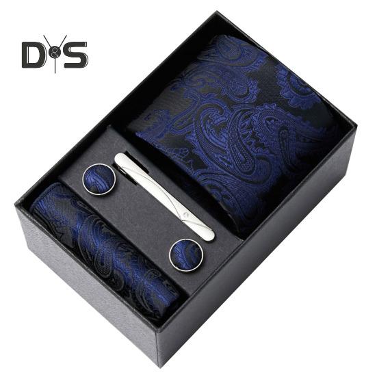 

6 шт./компл. галстук, карманный платок, запонки, набор, подарочная коробка, мужской шарм, искусственный шелк, ткань, яркие цвета, деловой галстук, мужские аксессуары, подарочный набор 1