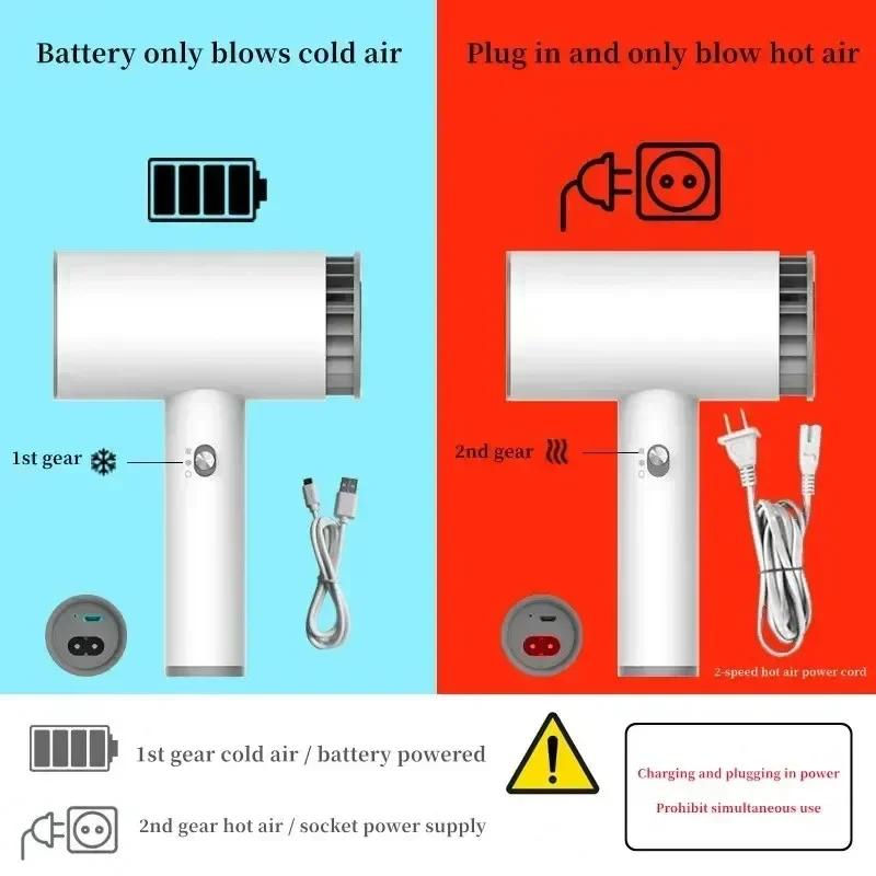 Portable Wireless Hair Dryer Rechargeable Blow Dryer Travel Fast Dry Hair Lithium Battery Strong Wind Art Joint Examination
