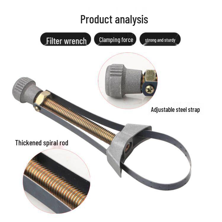 Adjustable T-Handle Engine Oil Filter Wrench - Steel Belt Tool for Oil Filter Change and Assembly. Yuanbao Style Filter Wrench [OPP Bag Packaging]