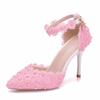 XIHAHA Spring Summer New Woman Pointy Lace Rhinestone Bridal Wedding Shoes Thin High Heels Dress Versatile Women Female Sandals