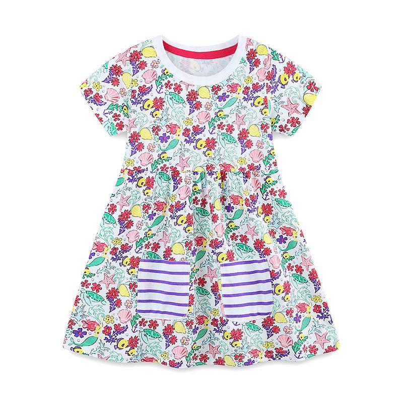 AostaBetty Girls  Floral Princess Summer Dress - Cute Short Sleeve Dress 3Y