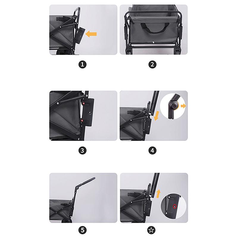 Foldable Folding Cart Push Handle Wagon Cart Equipment Black Lightweight Extendable Cart Trolley Handle Accessories For Camping