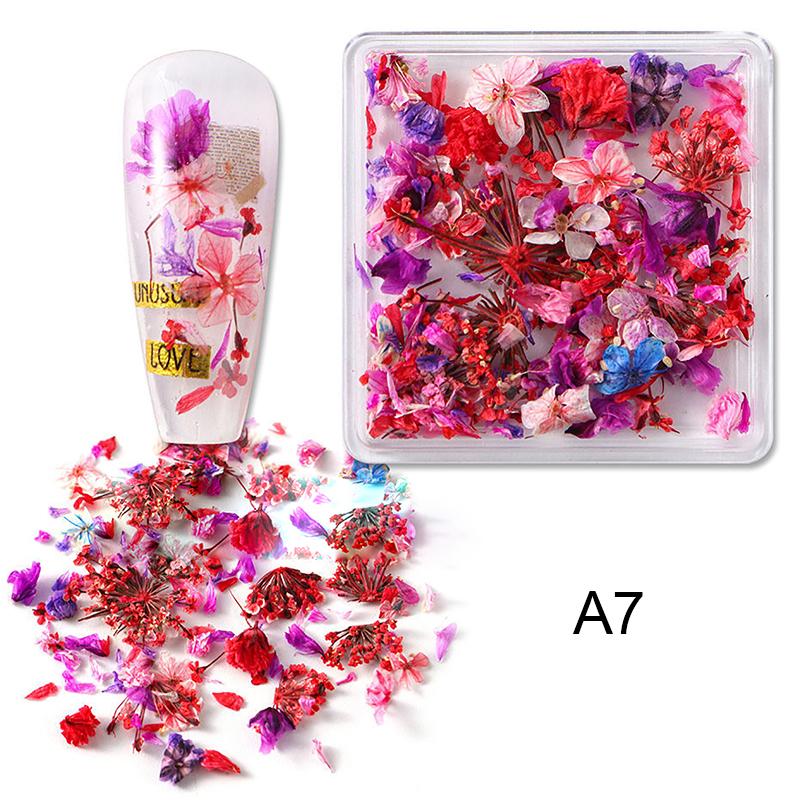 

1 коробка для украшения ногтей цветами, нежные 3D сушеные цветы, подвески для ногтей, наклейки для дизайна ногтей, аксессуары для поделок as the picture