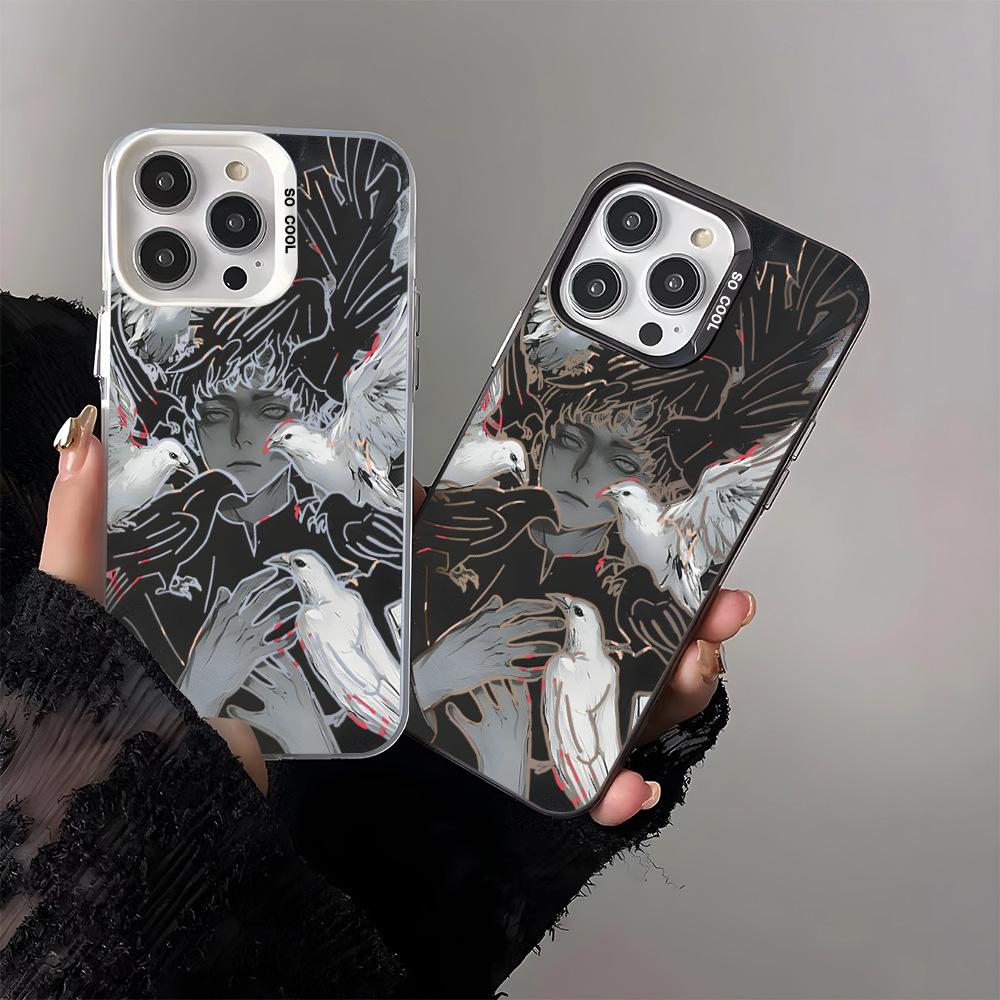 Temu Popular European and American Retro Style Black and White Portrait Pigeon Scratch-resistant and Wear-resistant Apple 17promax Mobile Phone Case