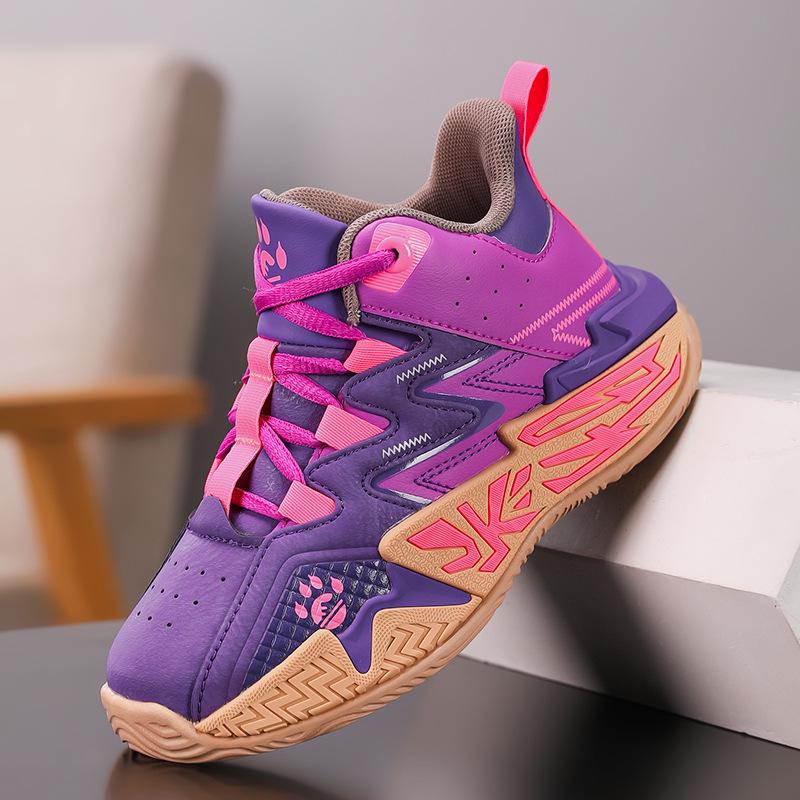 Boys' 2025 Autumn/Winter Leather Basketball Shoes - Lace-up, Medium to Large Sizes for Students.