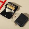 Women's Minimalist Small Wallet Leather Credit Card Holder Case Slim Simple Coin Purse with Zipper Pocket and Keychain