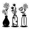 3 Pieces Line Vase Set Black Floral Iron Decorations Modern Aesthetic Metal Art Statue Wall Art Table Vase Home Decor