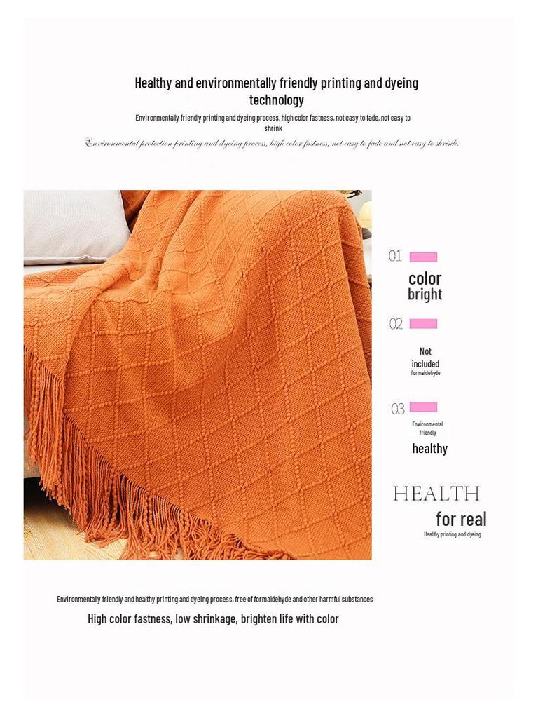 Strickdecke mit Quasten im nordischen Stil - Sofa, Bett oder Nickerchengebrauch