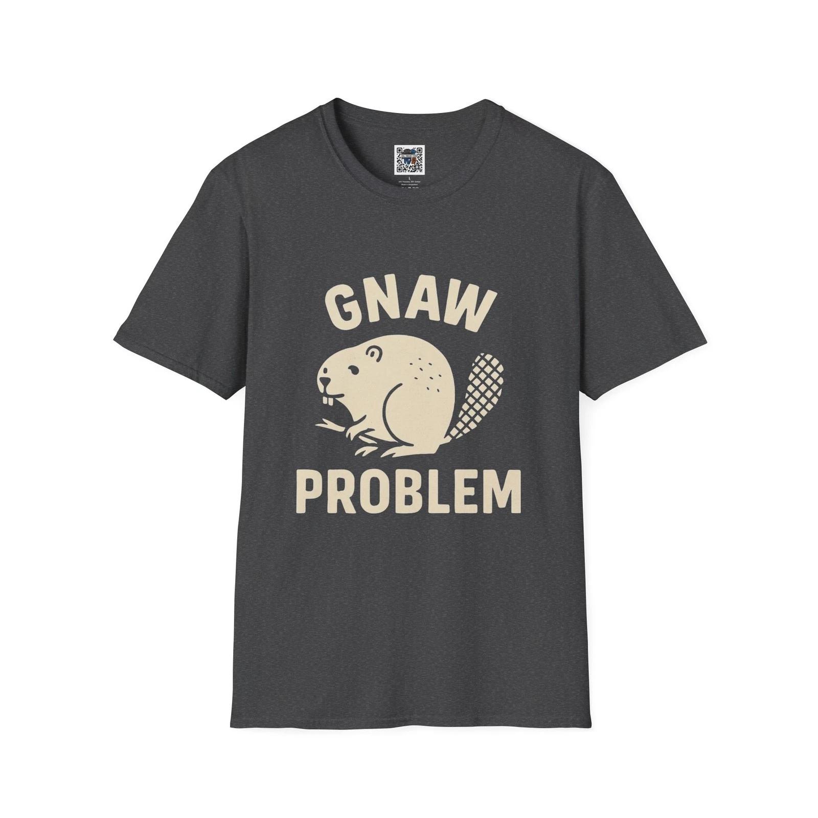 Gnaw Problem Beaver T-Shirt – Funny Pun Graphic Tee, Animal Humor Shirt Gift S