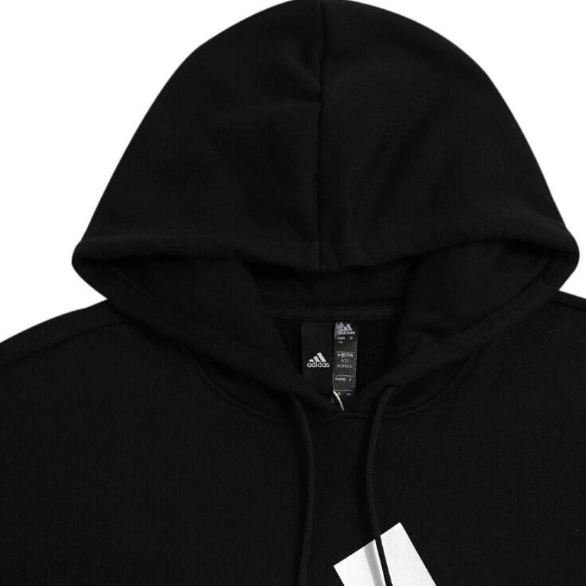 Adidas Logo Print Sports Hoodie Women Tops Black H57339