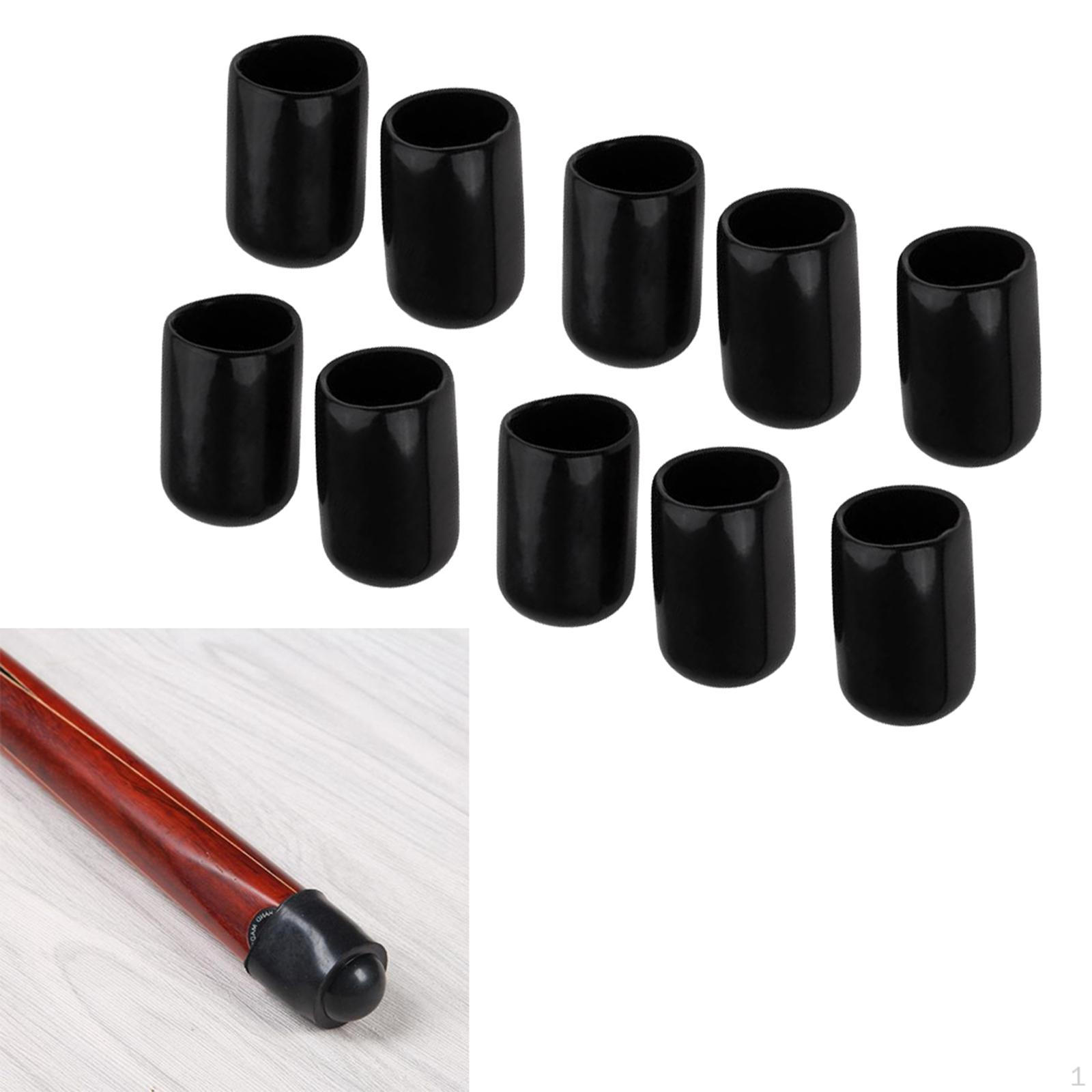 

10x Cue Tips Cover Protector Durable Black 10mm Pool Billiard Caps for Snooker