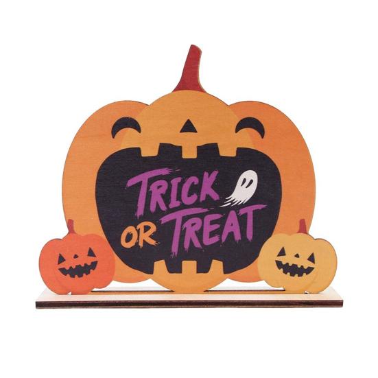 Halloween Home Festive Decor Wooden Table Sign, Cute Pumpkin Boo Ghost Solid Wood Sign Tabletop Centerpiece for Indoor Mantel Fireplace Smooth Holiday