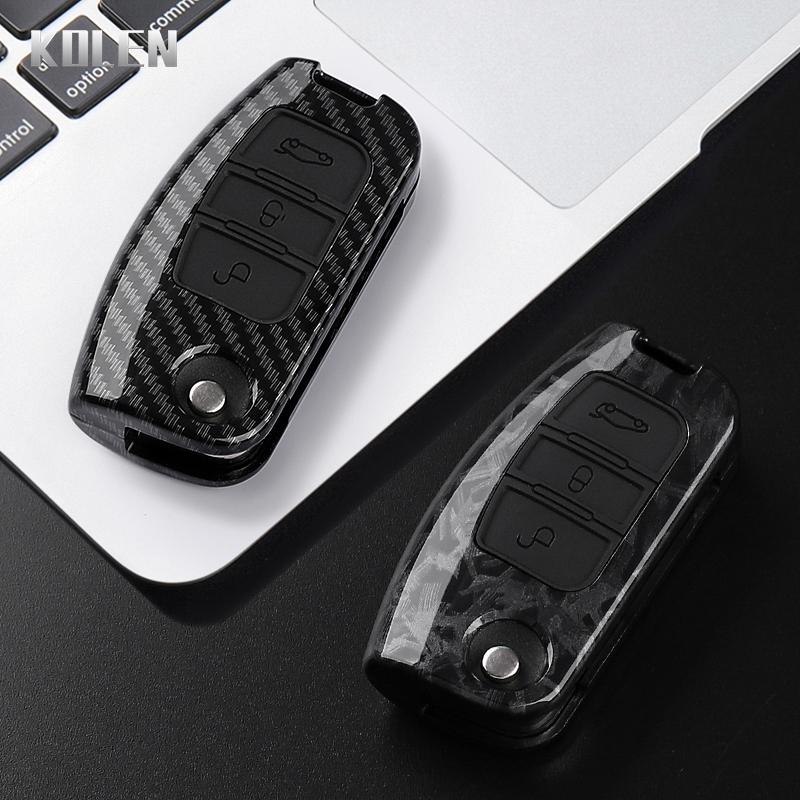 Abs Carbon Fiber Style Car Key Case Cover For Ford Fiesta Focus 2 C-Max Ecosport S-Max Fusion Mondeo Remote Control Case Keyless