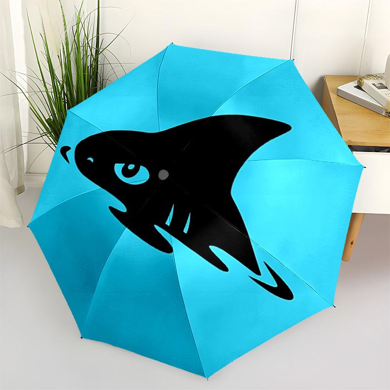 1pc Shark Fin Automatic Folding Umbrella - Compact Travel Umbrella with Auto Open/Close 8-Rib Heavy-Duty Shaft for Women/Men -l002