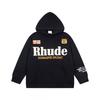 RHUDE Sweat à capuche en coton épais à imprimé graphique pour homme Décontracté Coupe ample Streetwear Jeune