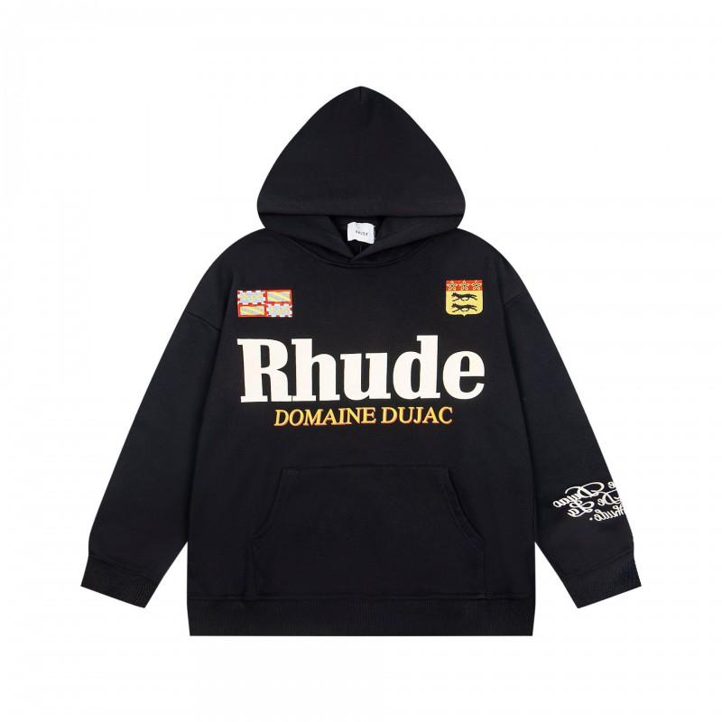RHUDE Sweat à capuche en coton épais à imprimé graphique pour homme Décontracté Coupe ample Streetwear Jeune
