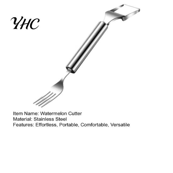 Fruit Cube Cutter 2-In-1 Watermelon Fork Slicer Stainless Steel Portable Compact Cutting Tools for Family Parties Camping Mango Pear Refreshing Tool