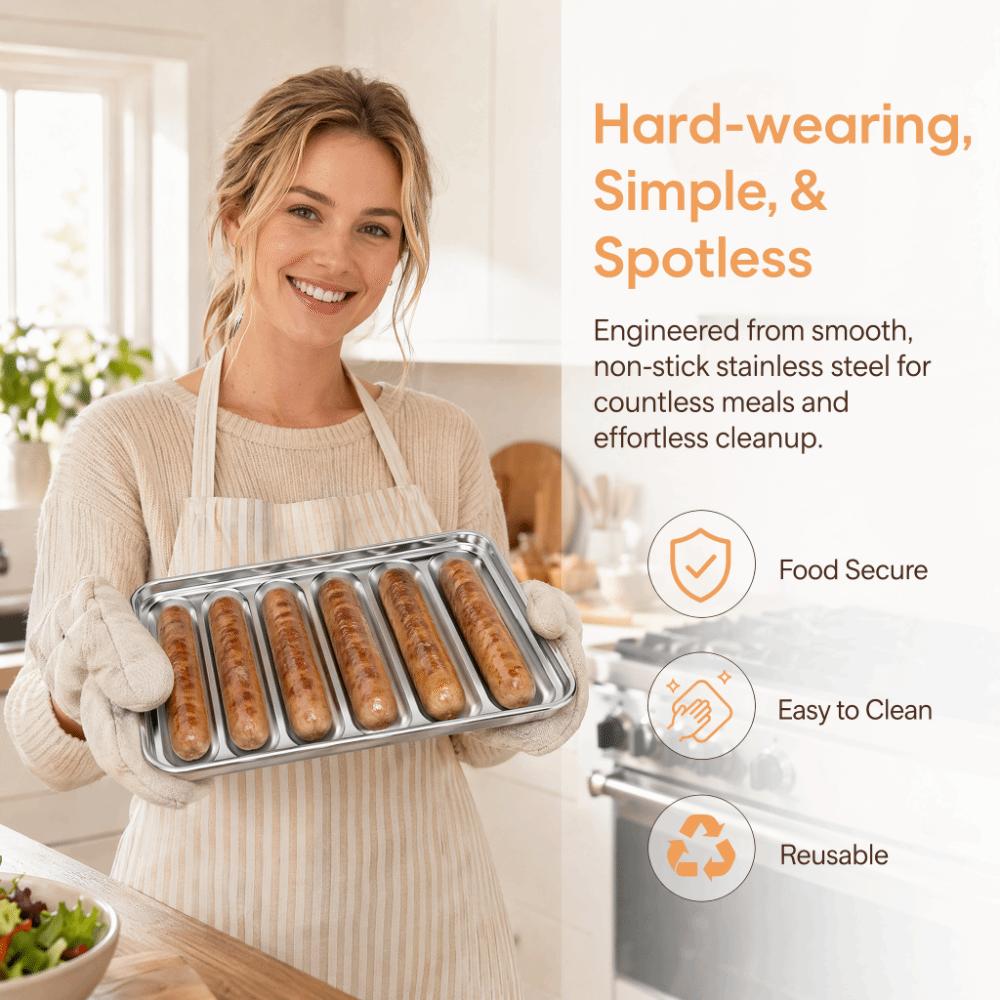 6-Cavity Sausage Mold Silver Sausage Baking Mold Durable Hot Dog Mold  Multi-Purpose