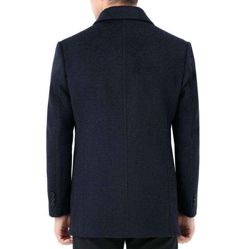Winter thickened cashmere woolen coat men's mid-length double-sided woolen coat middle-aged men dad men's wool coat