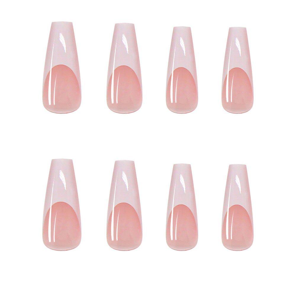 Nepnagels Ballerina Lang Kistvorm Wit en Zwart Gemengde Kleuren Nepnageltips met Taichi Ontwerp