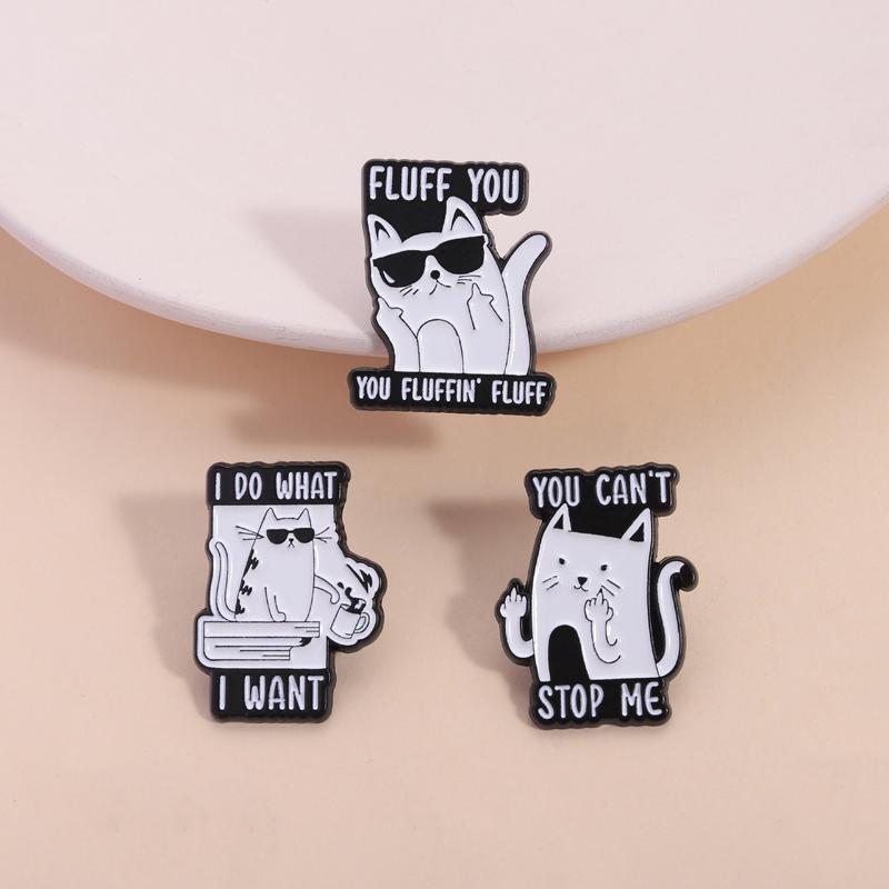 Cartoon Black Cat Enamel Pins I Do What I Want Rebellious Cat Cute Animal Brooches Lapel Badge Fashion Jewelry Gifts for Friends