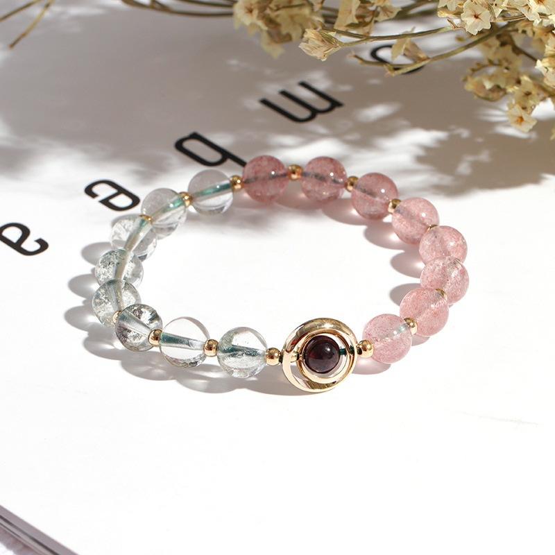 Natural Green Phantom Quartz Bracelet for Women, Fortune Bead Bracelet, Citrine Pixiu, Unique Design, Simple Crystal Bracelet