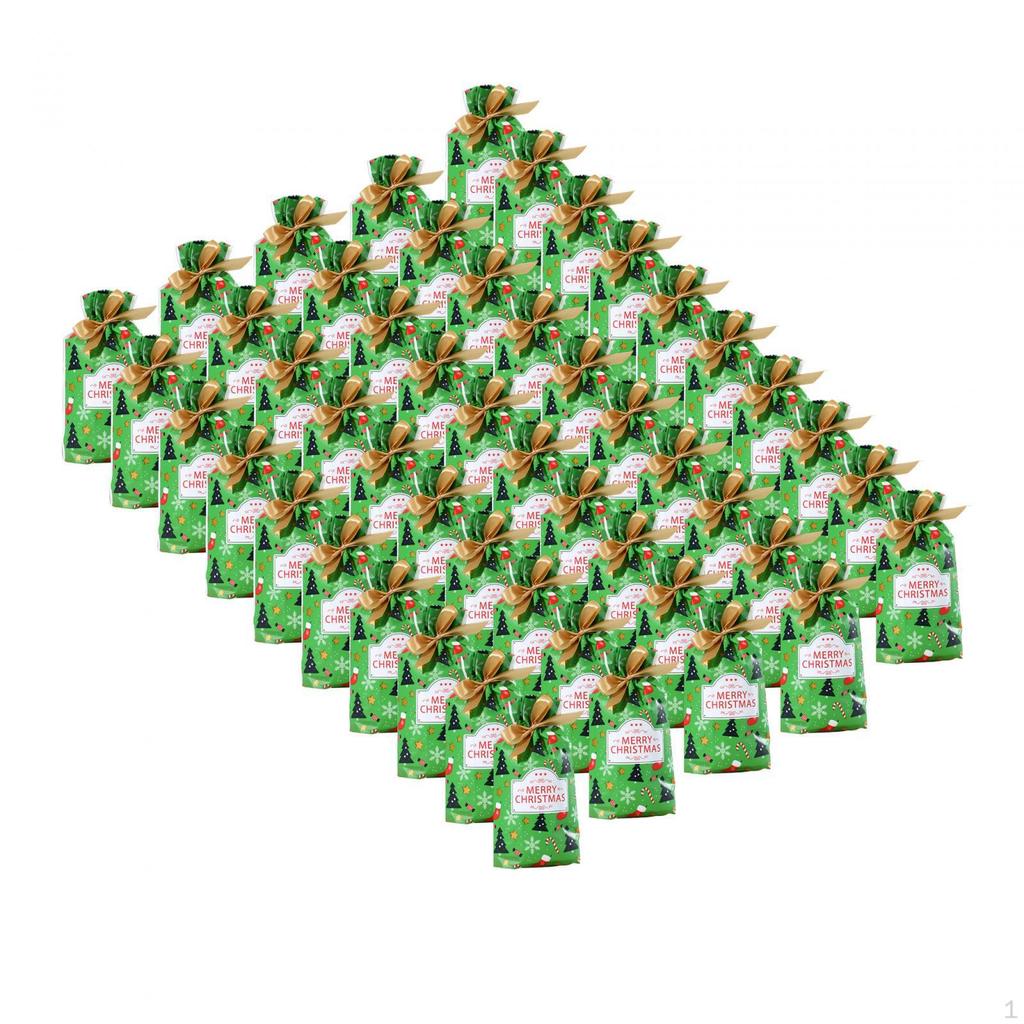 50 Pieces Gift Bags Candy Christmas Present for Gifts with Ribbon Xmas Holiday Cookie