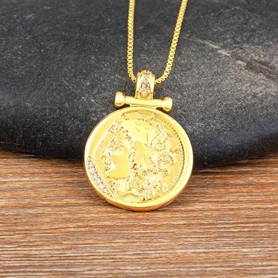 

Nidin European and American Fashion Round Shape Coin Personalized Head Image Label Pendant Necklace Fine Party Jewelry Gift