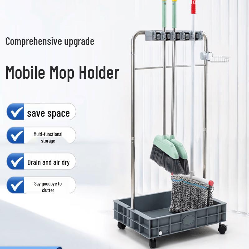 MDNG Wall-Mounted Mop & Broom Organizer