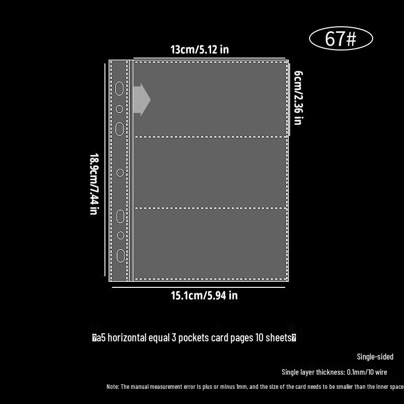 

Xiaohongshu A5 Компактный 3-дюймовый сменный блок для папки: Прозрачные страницы для хранения карточек с 4 карманами