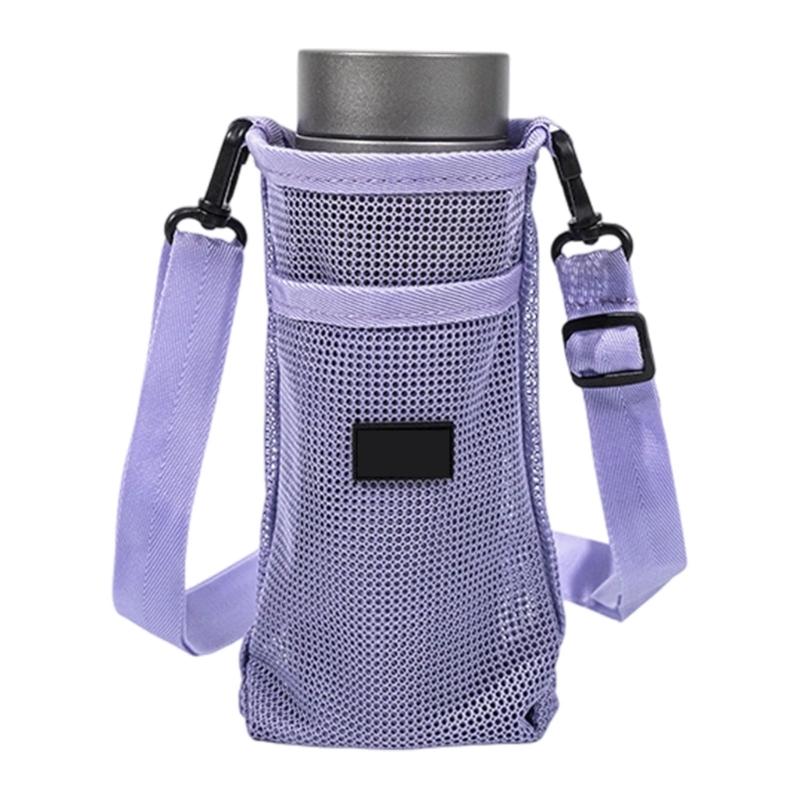 Meshes Water Bottle Holder Sleeve Water Bottle Carriers Bag for Clear Hydrations Monitoring Zippers Access Oxford Fabric