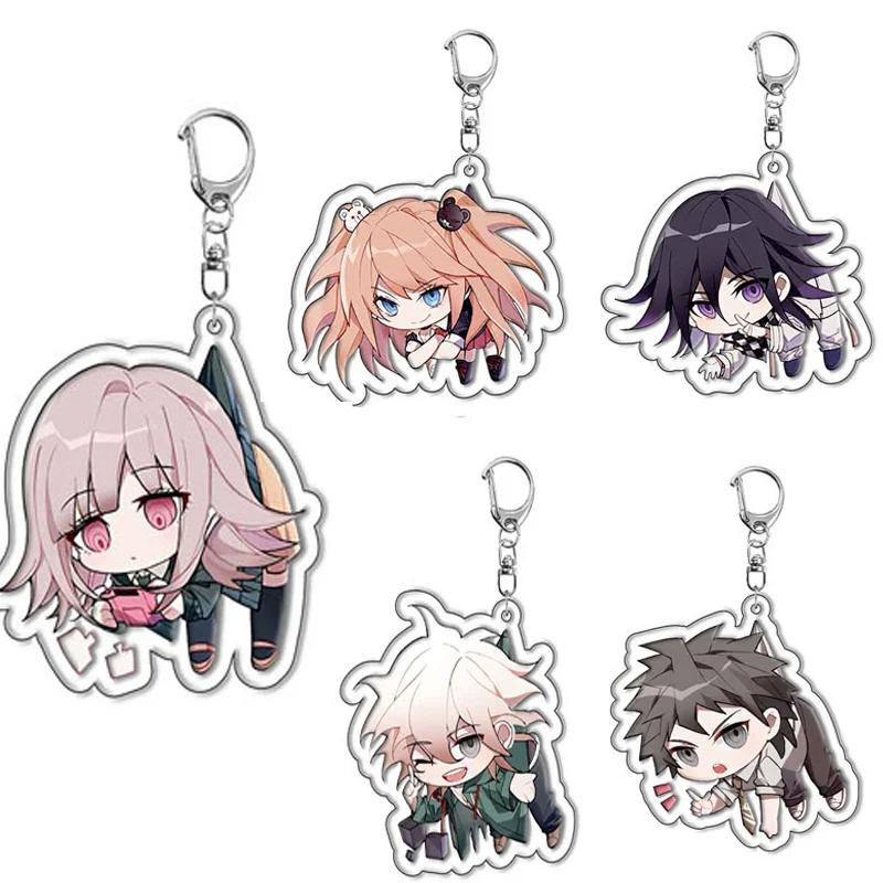 Chic Studio Unisex Silver Danganronpa Double Sided Acrylic Keychain Fans Collection Anime Game Figures Nanami Chiaki Nagito Komaeda Pendant Cute Trinket