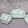 Living Room Sofa Set 1/12 Scale Wooden Base Cloth Covered Mini Furniture for Doll House Accessories and Collectibles