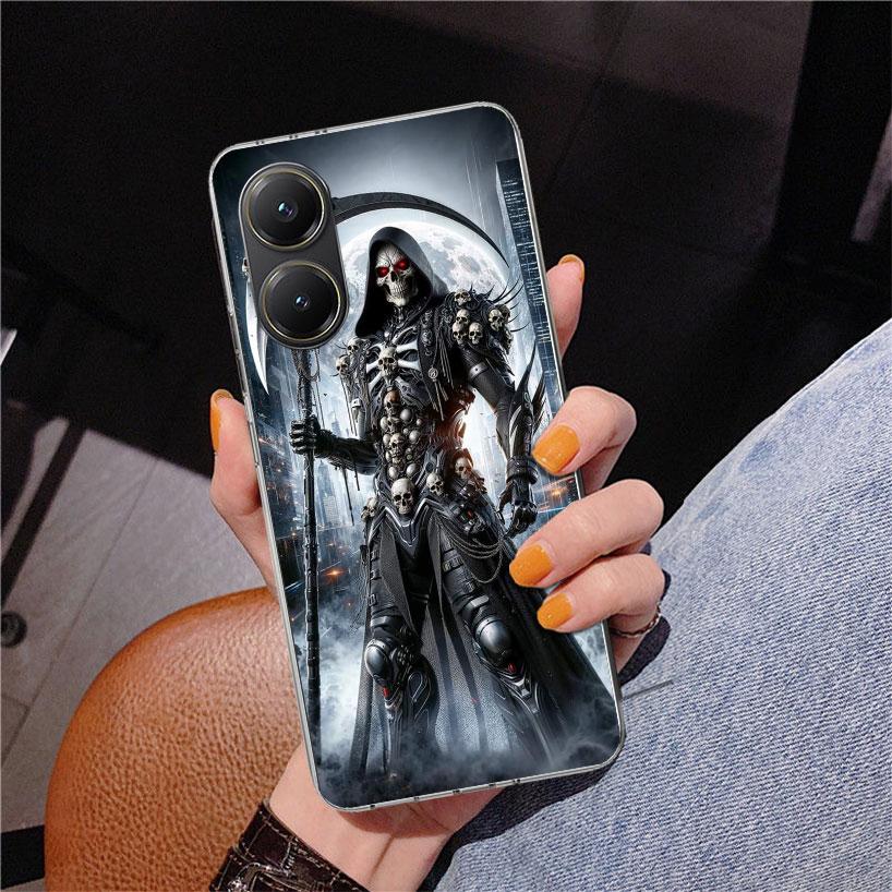 Death Grim Reaper Skull Scythe Phnoe Case for Xiaomi Poco X5 X6 X7 Pro X4 Gt F7 Ultra M8 M7 Redmi 15C 15 13C 13 12C 12 Unique Co